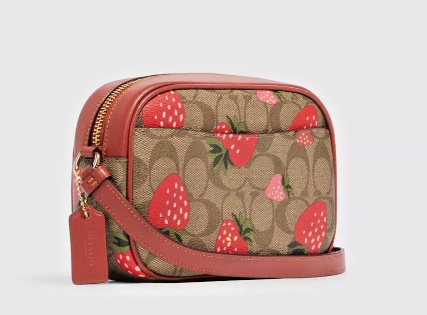 COACH Jamie Camera Crossbody Bag w/ Wild Strawberry Print AUTHENTIC