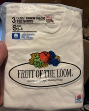Vintage 80s Fruit of the Loom Boy's TShirts Sz 2-4 pack of 3 NOS DEADSTOCK