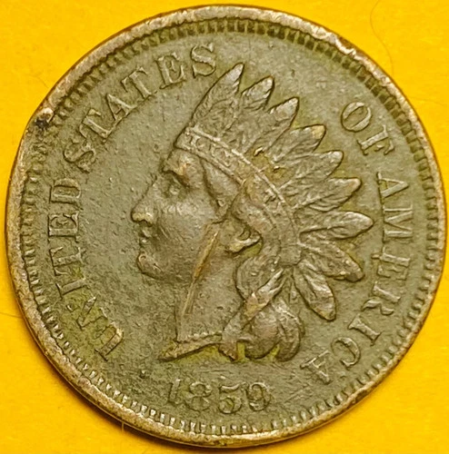 1859 U.S. INDIAN HEAD PENNY CENT 1c COIN (XF-Extra Fine) 1st Mintage Year!
