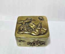Antique Japanese Mixed Metal Trinket Box Meiji Period Bird Floral W/Maker Mark 