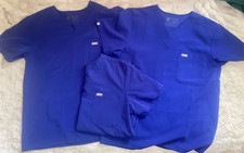 Lot of 5 FIGS Technical Medium x3 Leon Tops  x2 Cairo Cargo Pant Royal Blue 