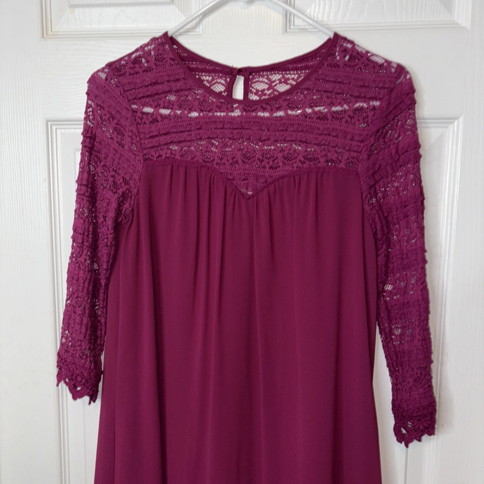 VETEMENTS Abito in pizzo senza parole rosso bordeaux manica 3 4 tubino 1161