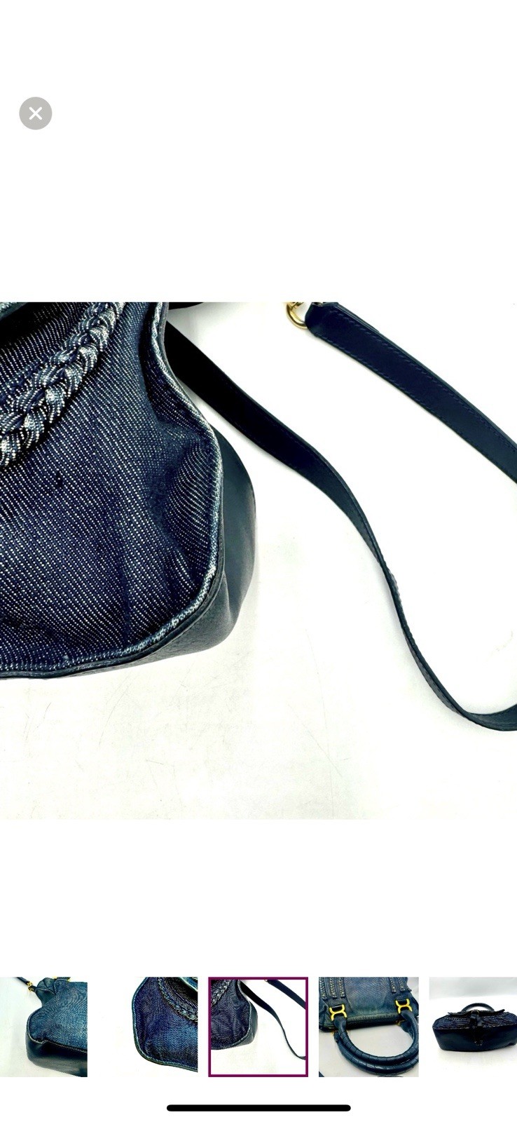 Chloe Dark Blue Denim & Leather Medium Marcie Double Satchel