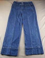 Anthropologie Pilcro Seamed High-Rise Flare Jeans Women Size 28 Blue Wide Leg