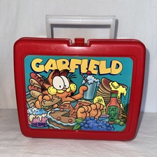 Garfield 1978 Lunchbox No Thermos Made In USA Vintage Red Plastic