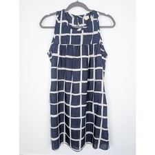 Nili Lotan Dress Windowpane Check Sheer Silk Cotton Luxury Designer Blue Size M