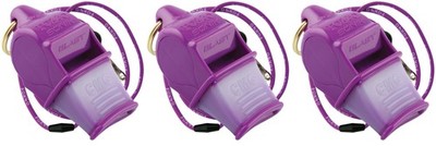 Fox 40 Sonik Blast CMG 3-Chamber Pealess Whistle + Lanyard, Purple (3-Pack)