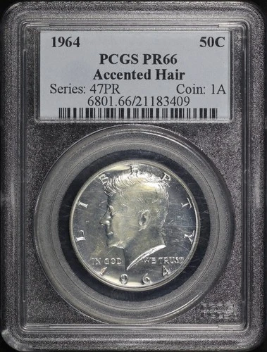1964 Accented Hair Kennedy Half Dollar PCGS PR-66