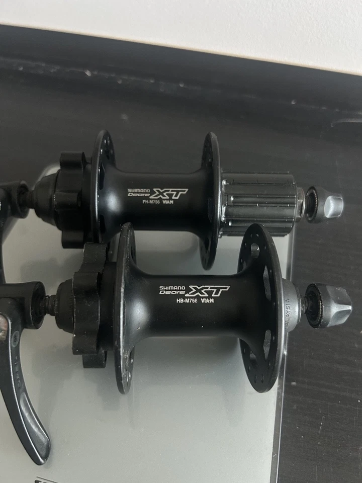 Shimano XT FH-M756/HB-M756 Hubs set QR x 135/100 6-bolts DSC HG10/11s Black 32H - Image 2 of 4