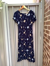 Vintage Target Womens Size 10 Navy Blue Maxi Floral Summer Dress 90s
