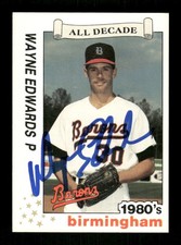 1990 Best Birmingham Barons All Decade 9 Wayne Edwards signed auto autograph  BX