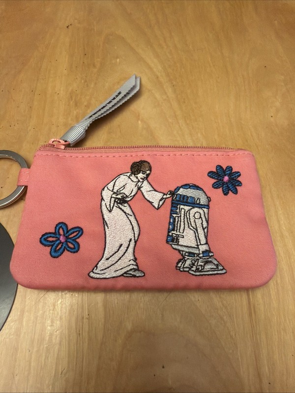 NWT Vera Bradley Star Wars Zip ID The Message Princess Leia R2D2 Pink Key Chain