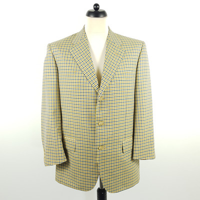 Vintage Corneliani Sakko Herren Gr. 50 (wie 25) Beige Blau Grün Kariert Jacke