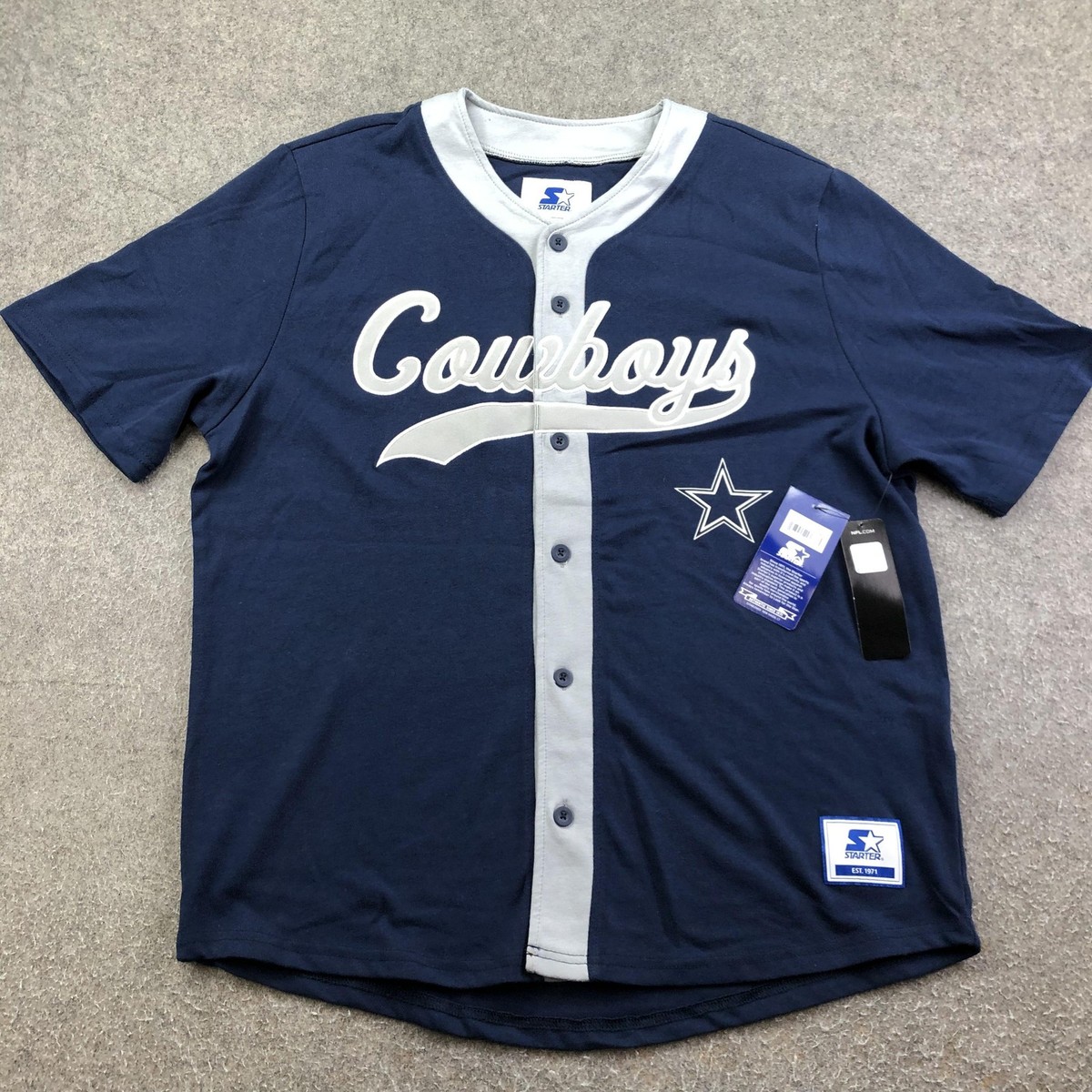 Dallas Cowboys Baseball Jersey Mens XL Blue NFL Football Starter