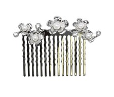 Gorgeous Clear Crystal Mother Of Pearls Floral Hair Comb Wedding Accessory