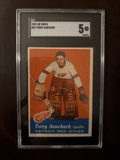 1957 Topps #35 Terry Sawchuk Misspelled as Sawchuck Red Wings SGC 5 