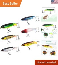 Professional 6-Piece Bass Popper Set with Sharp Hooks for Freshwater & Saltwater
