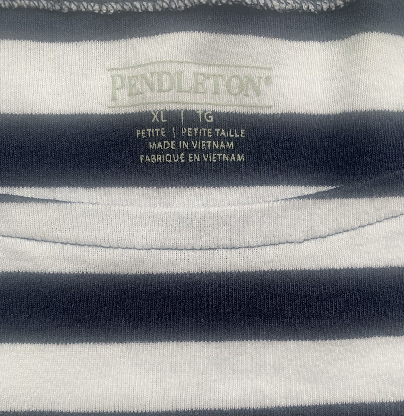Pendleton Cotton Blue Striped Pullover Top 3/4 Sl… - image 2