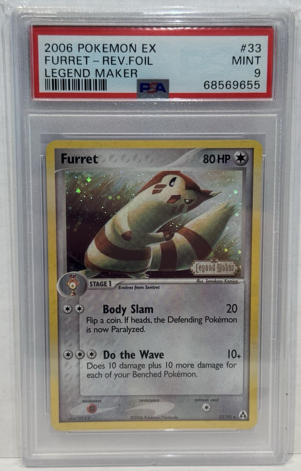 2006 Pokemon EX Furret Reverse Holo Foil #33 Legend Maker PSA 9 Mint
