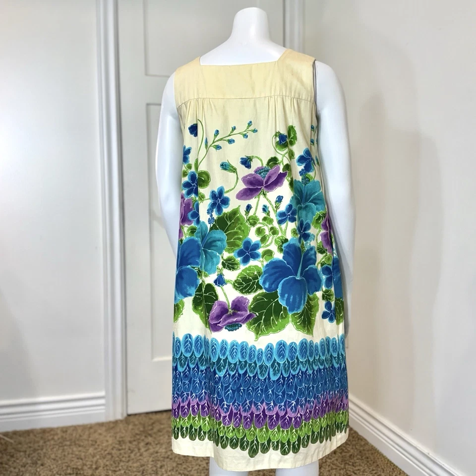 Винтажный 60-х UI-MAIKAI гавайский мини-платье M цветочный гибискус свадьбы Muumuu - Изображение 4 из 4