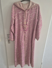 Damen Maxikleid lang Rosa Blumen bestickt Spi...