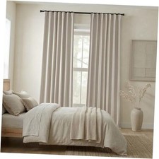 Muted Tan Oatmeal Linen Blackout Curtains 84 50"W x 84"L Pack of 2 Tan Beige