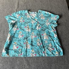 Disney Frozen Olaf Scrub Top Womens 3XL Blue I Feel All Warm Inside Mock Wrap