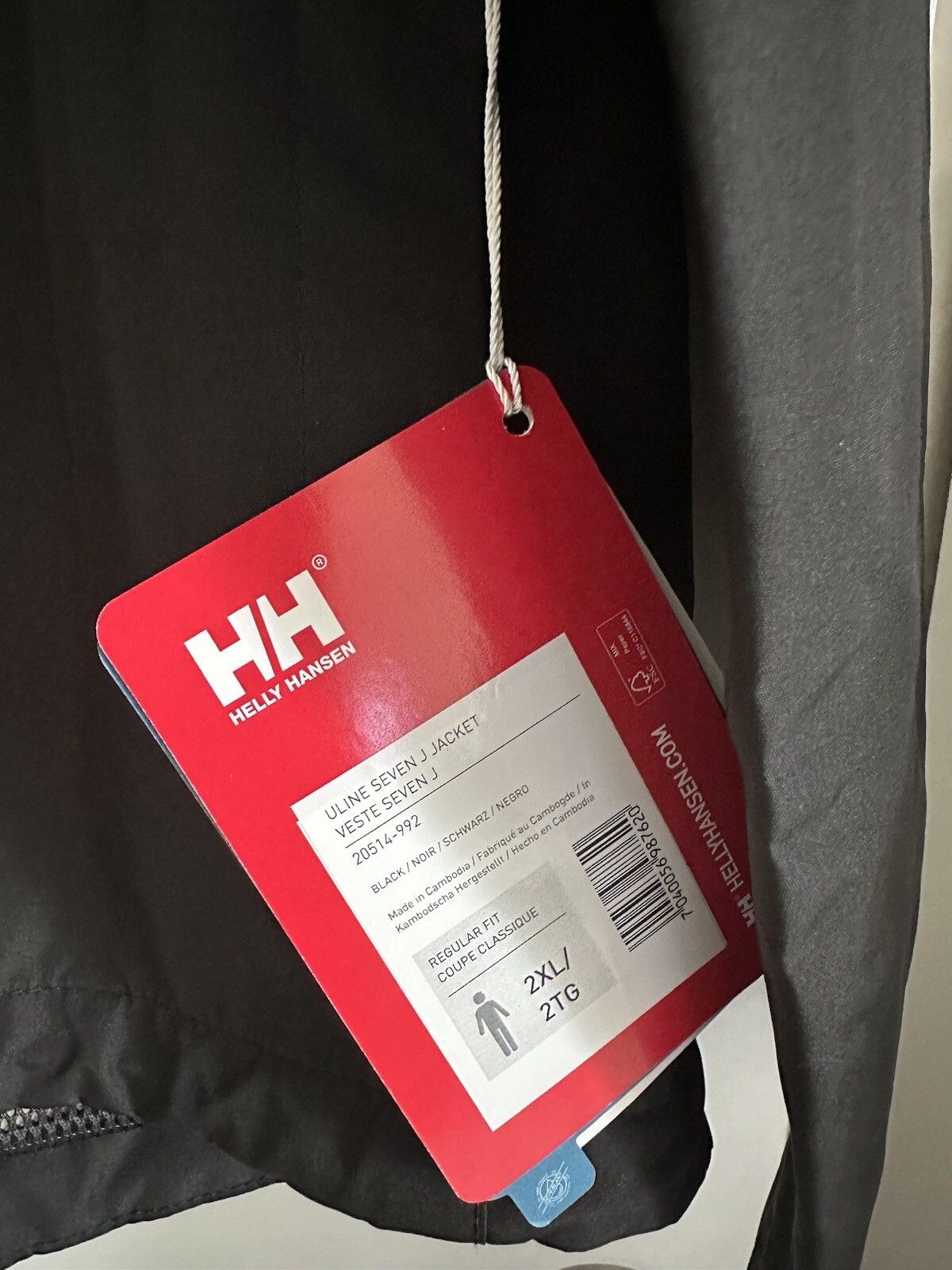 Helly Hansen Men's Seven J Rain Jacket, Black Size 2XLarge NEW WITH TAGS!