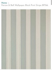 4 Rolls  - Farrow and Ball Archived wallpaper -  Block Stripe - 0766 - Green