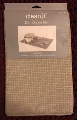 15 X 20  Clean Fast Drying Reversible Absorbent Microfiber Dish Drying Mat Gray