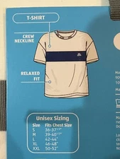 ALDI GEAR White Blue Stripe Crew Neck Relaxed Fit Logo T-SHIRT Unisex Size Small