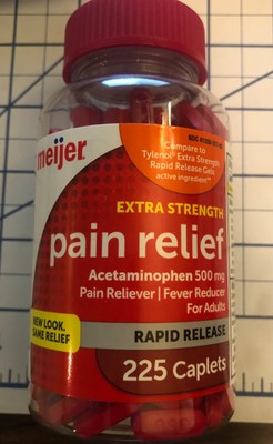 Meijer Extra Strength Pain Relief 500mg Acetaminophen 225 Caplets