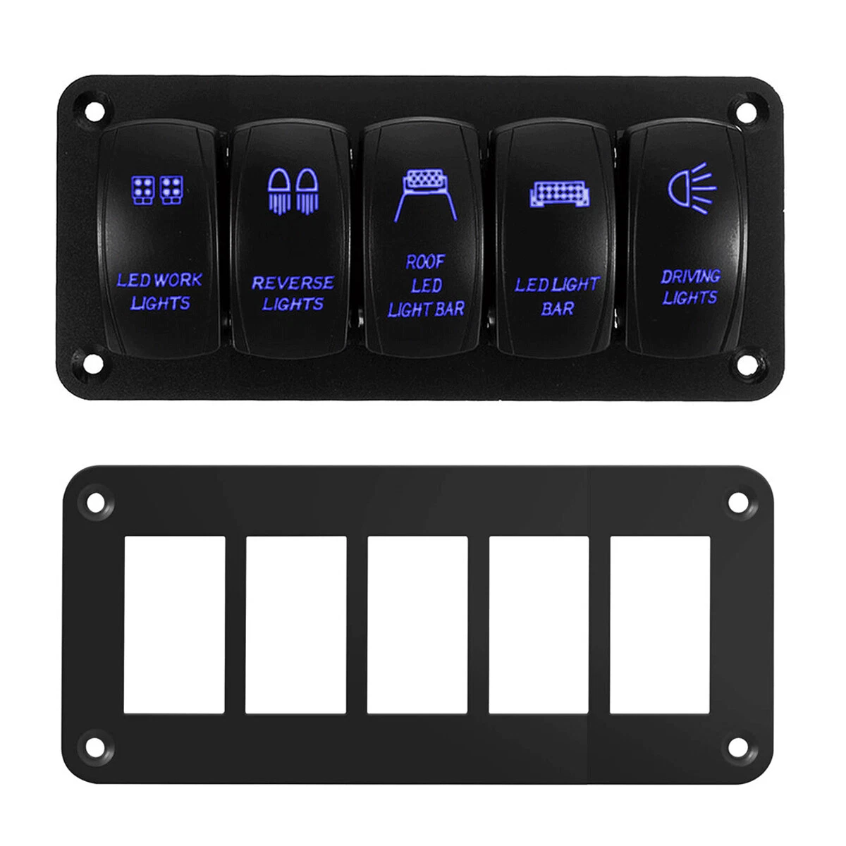 5 Gang Boat Marine Switch Panel Metal Holder Dash Board LED Rocker Blank Switch