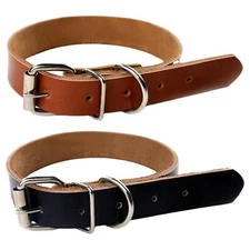 Leather Dog Collar Rolled Adjustable Metal Buckle Collars For Medium Large Pet