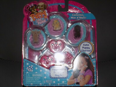 Puppy In My Pocket 3 Charms Puppies & Puppy Charm Bracelet Set 3 NEW 