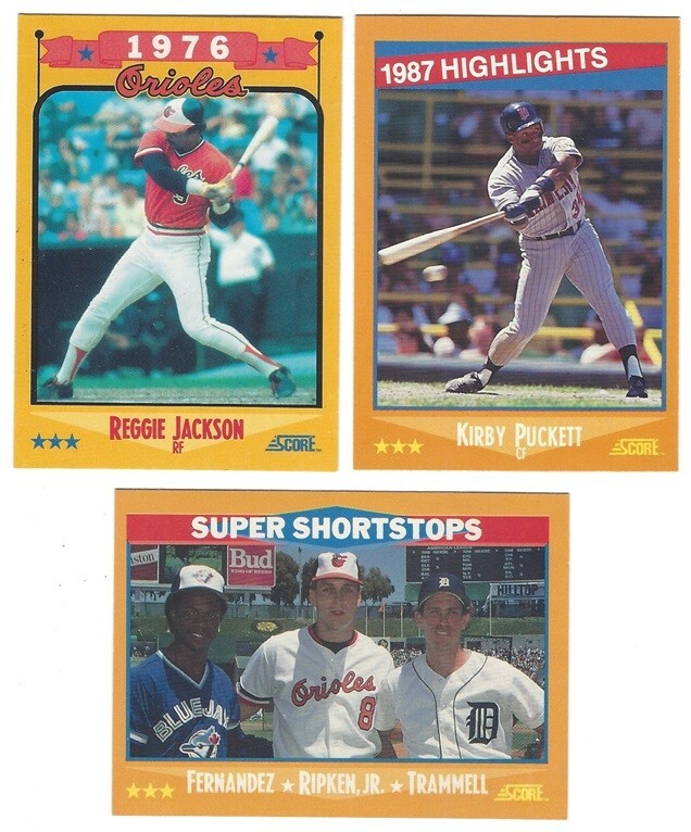 9 1988 SCORE BASEBALL SPECIAL CARDS - JACKSON / RIPKEN / PUCKETT