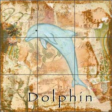 Ceramic Tile Mural Backsplash McKenna Sea Life Dolphin Undersea Art CCI-BRI254