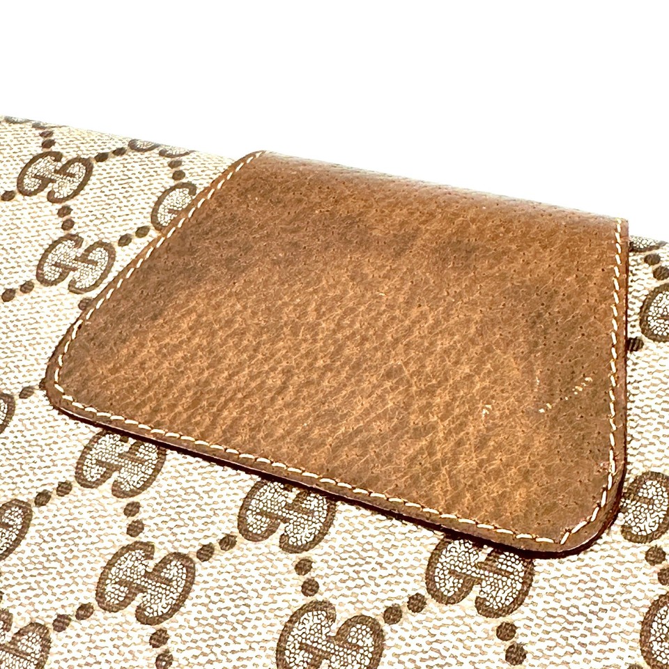 *Read* GUCCI Clutch Bag Purse Sherry Line GG Supreme PVC Leather Auth