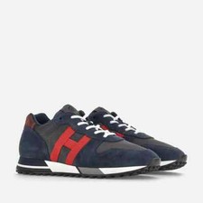 HOGAN UOMO SNEAKERS RUNNING  H383 BLU/GRIGIO/ROSSA   SCONTO 50%