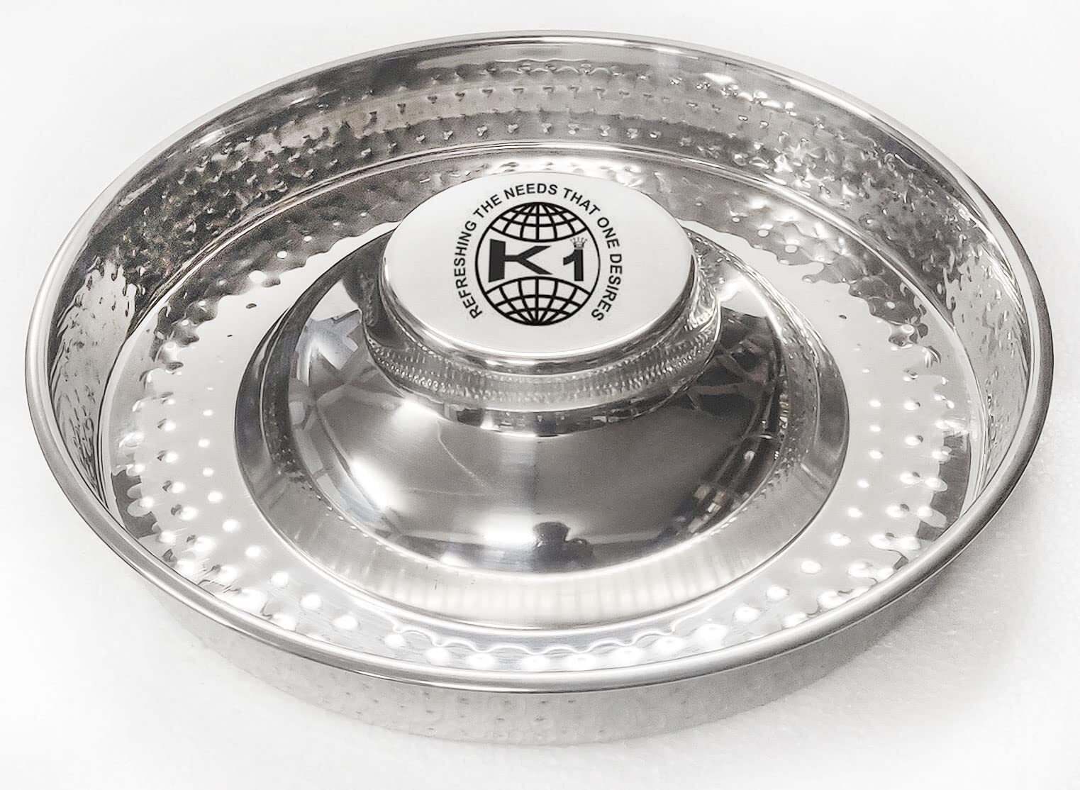 Stainless Steel 1 Hammered Slow Feeder Dog Bowl, Puppy Bowl,Puppy Food