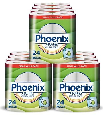 Phoenix Super Haushalt Mehrzweck Küchenpapier Handtuch 600 Blatt (24 Stück)