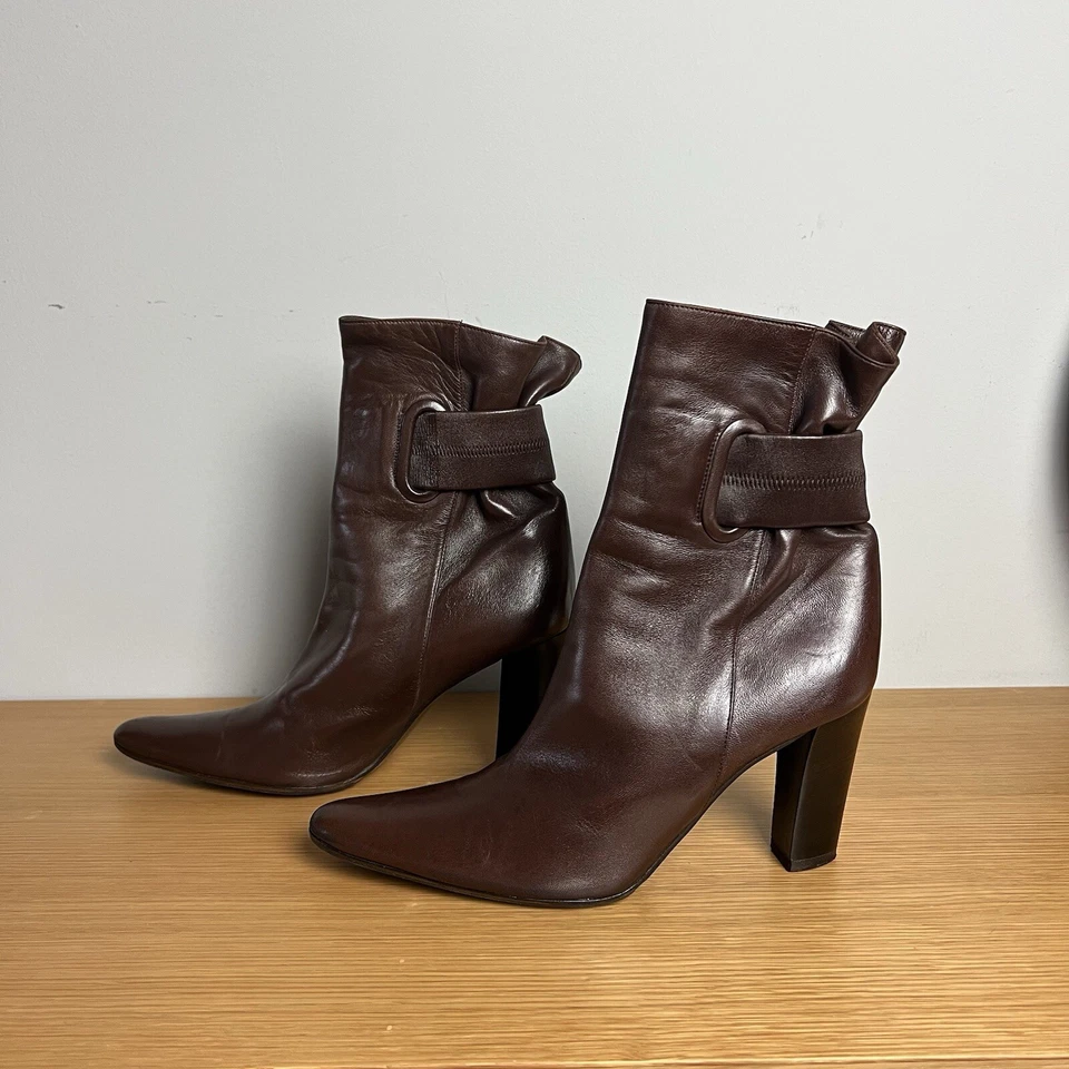 Botas de cuero Bottega Veneta punta tacón alto - talla 38,5 Foto 4 de 4