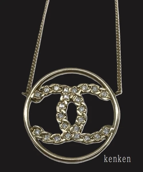 CHANEL Collana Ciondolo Girocollo AUTENTICA Kenkenjp Catena Strass Medaglia Moneta Oro