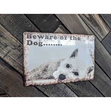 Funny Beware of the Dog Sign - Dog Danger Sign - 12in x 8in