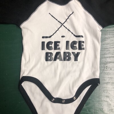Laughing Giraffe “Ice Ice Baby Hockey” Long Sleeve Bodysuit 6-12