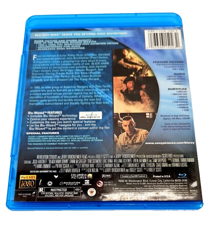 Black Hawk Down Blu-Ray Disc Rated R Action Adventure Military War Foto 4 de 4