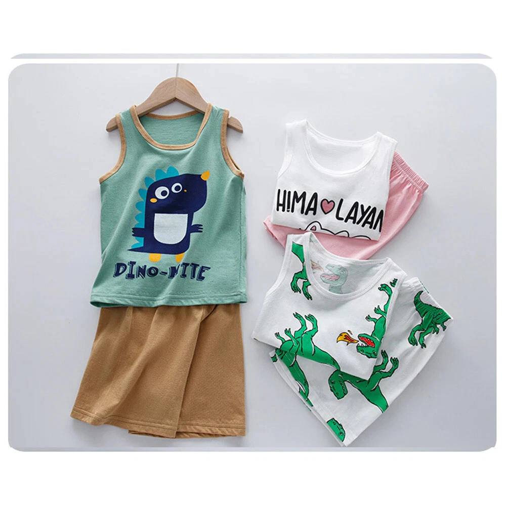 Pijamas para niños algodón camisetas sin verano y pantalones 2pieza | eBay