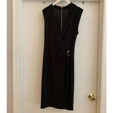 Ann Taylor Sleeveless Wrap Dress Black Small