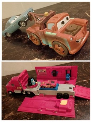 Disney pixar Cars Mack truck Hauler  McQueen &  Mater & Sally Untested 