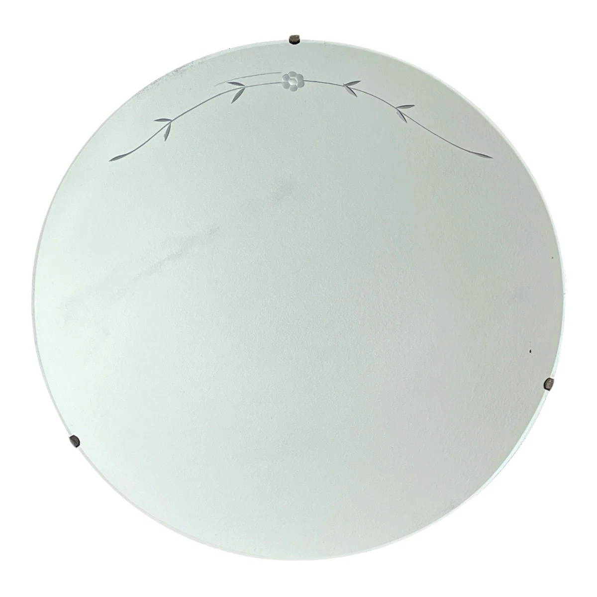 Vintage Round Mirror with Etched Flowers Art Deco Mid-Century Style
